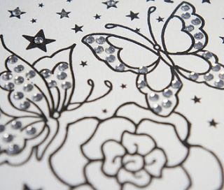 butterfly birthday tattoo card with diamante by spdesign
