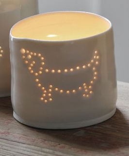 porcelain cat tea light by luna lighting