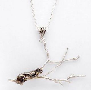 black rhodium puma on branches pendant by simon kemp jewellers