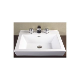 Ronbow Rectangle Ceramic Semi Recessed Vessel Bathroom Sink with