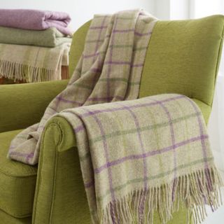british wool green and pink check throw by the wool room