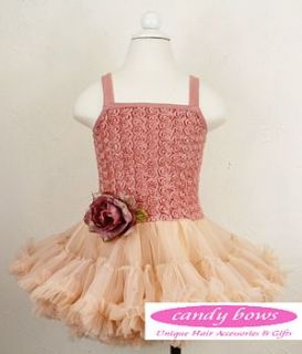 tea rose pettidress with detachable rose by candy bows