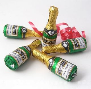 five chocolate champagne bottles by chocolate by cocoapod chocolate