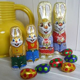 chocolate easter bunny family with eggs by chocolate by cocoapod chocolate