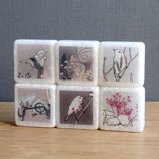 birdy marble fridge magnets by littlebirdydesigns