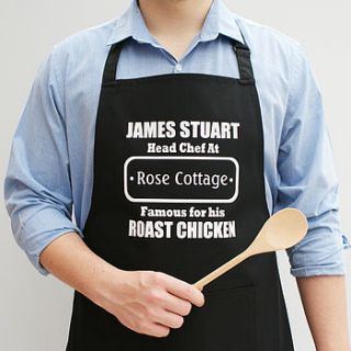 personalised men's head chef apron by sparks clothing
