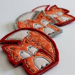embroidered fabric fox brooch by honeypips