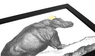 hand gilded hippo print by mountain & molehill