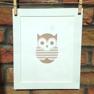 mounted owl print by little orange