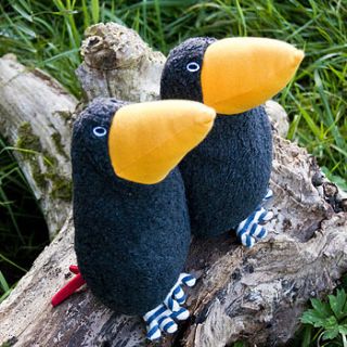organic soft toy raven by swallowtail hill