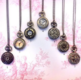 pocket watch necklace seven options by sugar + style