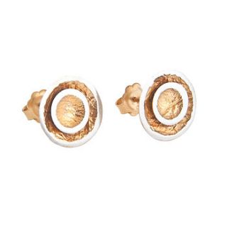 moon drop double studs gold plated by anne morgan contemporary jewellery