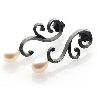 pearl swirl long earrings by marianne anderson jewellery