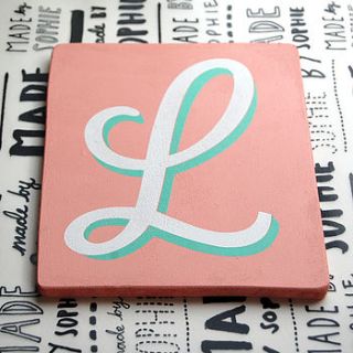 letter l screen printed wooden block by made by sophie