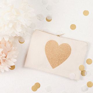 glitter heart canvas pouch by alphabet bags