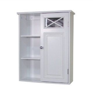 Elegant Home Fashions Dawson Collection Shelved Wall Cabinet with Storage Cubbies, White   Bathroom Furniture Sets