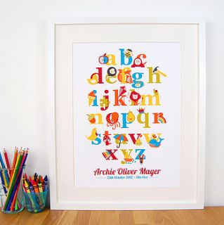 personalised children's alphabet print by little ink