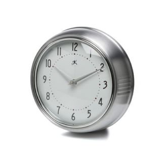 Infinity Instruments Retro Round Metal Wall Clock In Silver