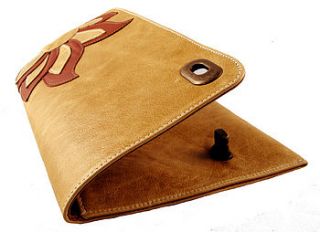 camel leather fleur clutch by freeload leather accessories