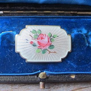 vintage silver and guilloche enamel brooch by ava mae designs