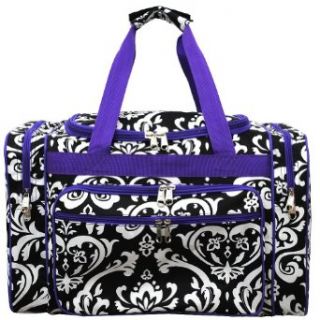 New Damask Print Medium Carry on Shoulder Duffle Bag purple Clothing