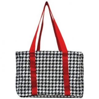 Small Collapsible Houndstooth Print Utility Tote Bag red Clothing