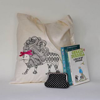 lion cotton tote bag by zosienka