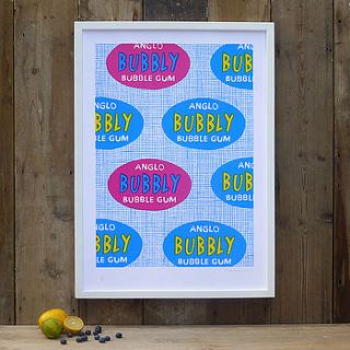 bubbly gum screenprint by patrick edgeley