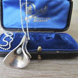 vintage modernist silver lily pendant by ava mae designs