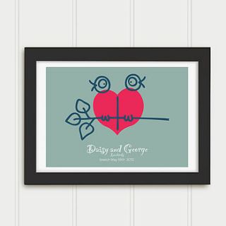 personalised love birds print by just for you