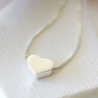 silver heart necklace on box chain by highland angel