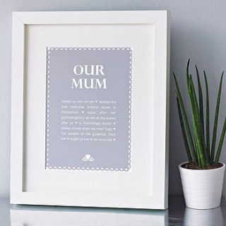 personalised 'our mum' print by elephant grey