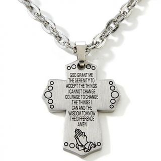 Serenity Prayer Stainless Steel Cross Pendant with 22" Chain
