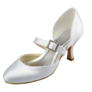 Minitoo GYAYL249 Womens Kitten Heel Closed Toe Satin Evening Party Bridal Wedding Mary Jane Shoes Pumps Shoes Shoes