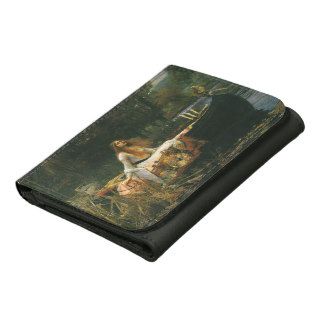 The Lady of Shalott (On Boat) by JW Waterhouse Leather Trifold Wallets