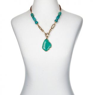 Studio Barse Turquoise and Leather Bronze Link 22" Necklace