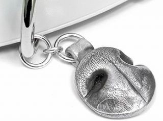 personalised silver dog nose keyring snozza by fingerprint jewellery