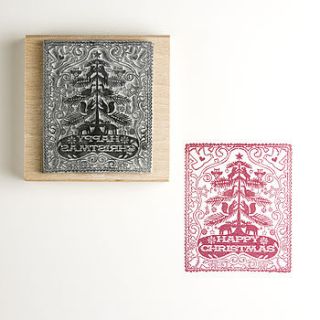 happy christmas tree stamp by noolibird rubber stamps