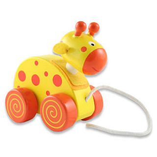 giraffe wooden toy with string by snuggle feet