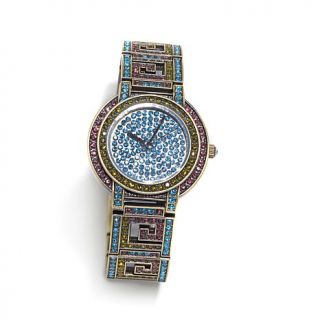Heidi Daus Greek Key Crystal Link Bracelet Watch