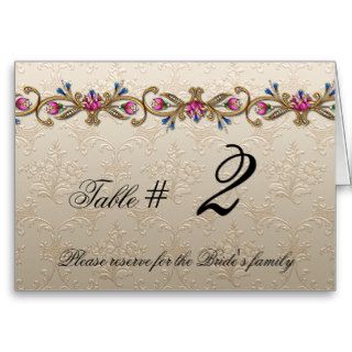 Bejeweled damask table card