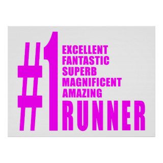 Girls Running Runners  Pink Number One Runner Posters