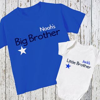 personalised 'brother' t shirt and baby grow by precious little plum