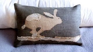 racing hare cushion by helkatdesign