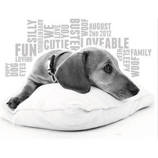 personalised pet typographic photograph print by jg artwork