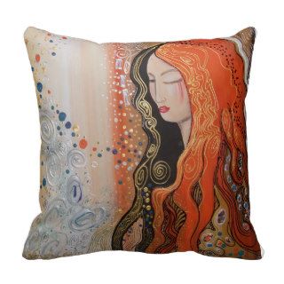 Throw Pillow Ginger Lady Elegant Art Nouveau