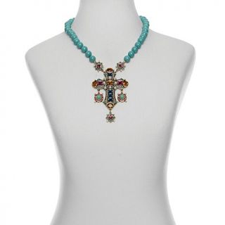 Heidi Daus "Jeweled Awakening" Beaded Crystal Cross Drop Necklace