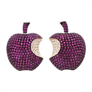 Rarities 5.29ct Sapphire and Diamond Apple 18K Rose Gold Earrings
