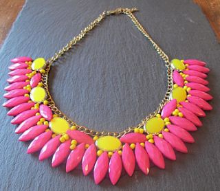 pink and yellow statement necklace by molly & pearl