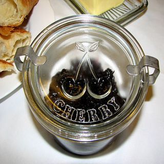 'cherry' glass jam jar pot by gertie & mabel